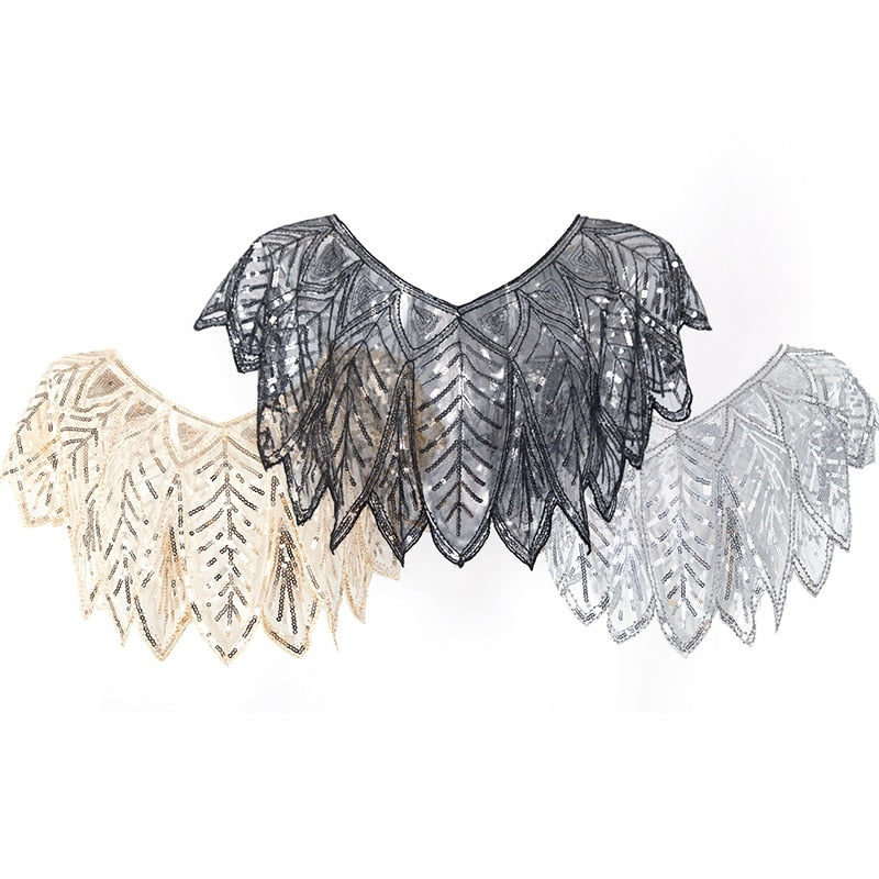 1920s Beaded Sequin Evening Shawl for Women