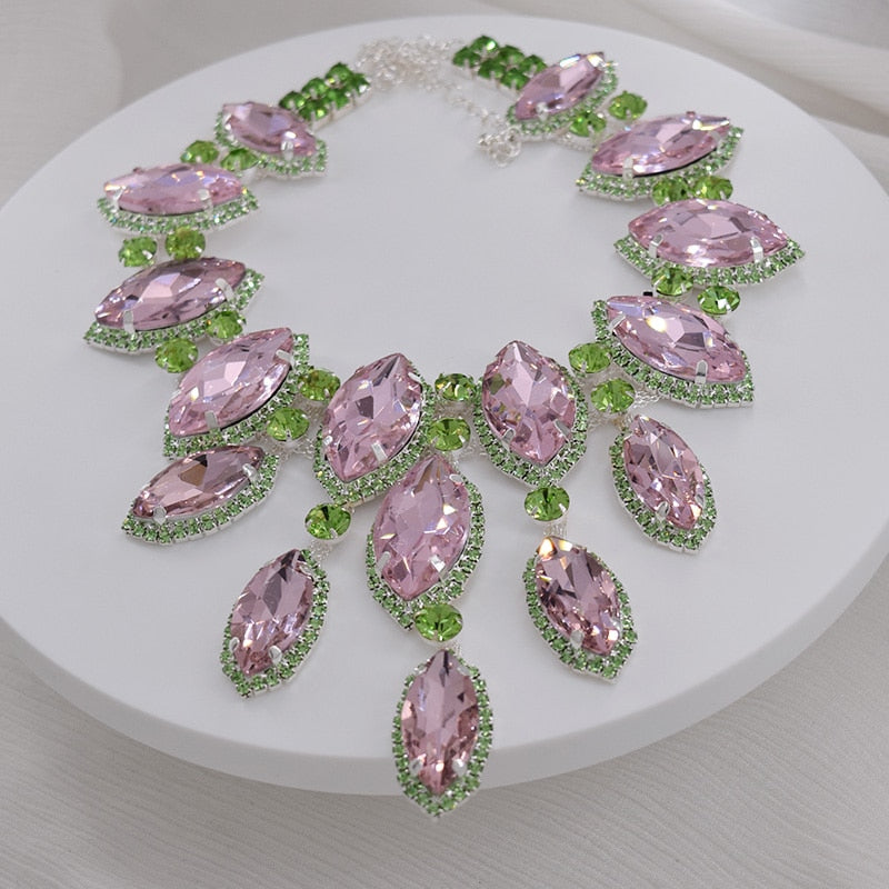 Pink Pendant Rhinestone Necklace