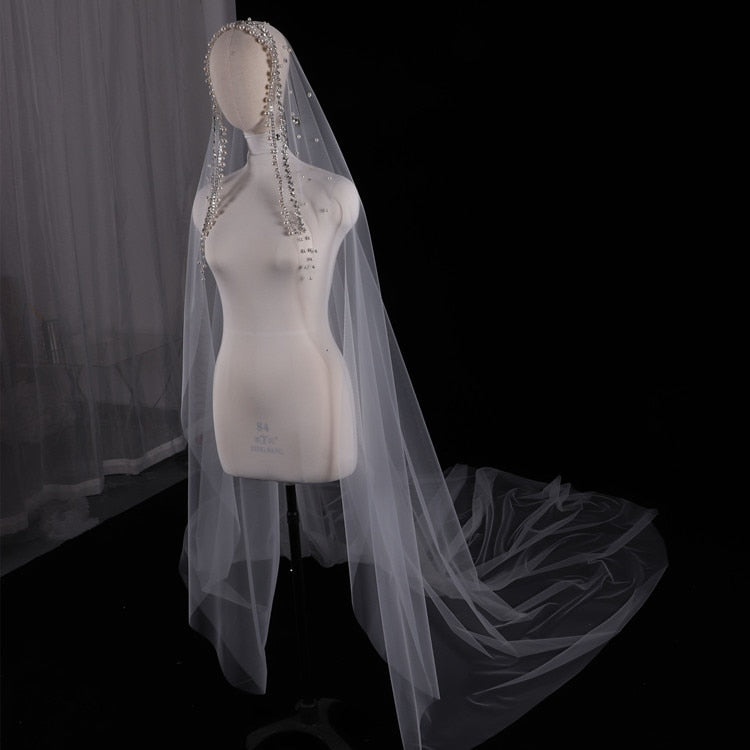 Cathedral veils with pearls and rhinestones