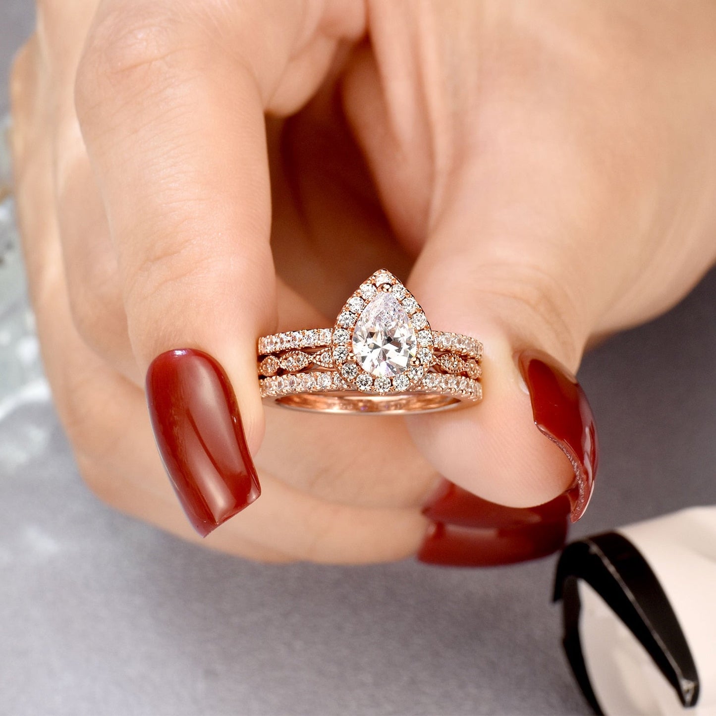 Zircon Ring Set: 925 Sterling Silver Engagement Rings 3PCS ЁЯЪЪ VeilsGalore