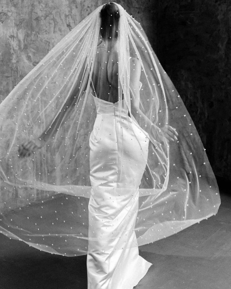Luxury Bridal Tulle Bridal Veil Pearl