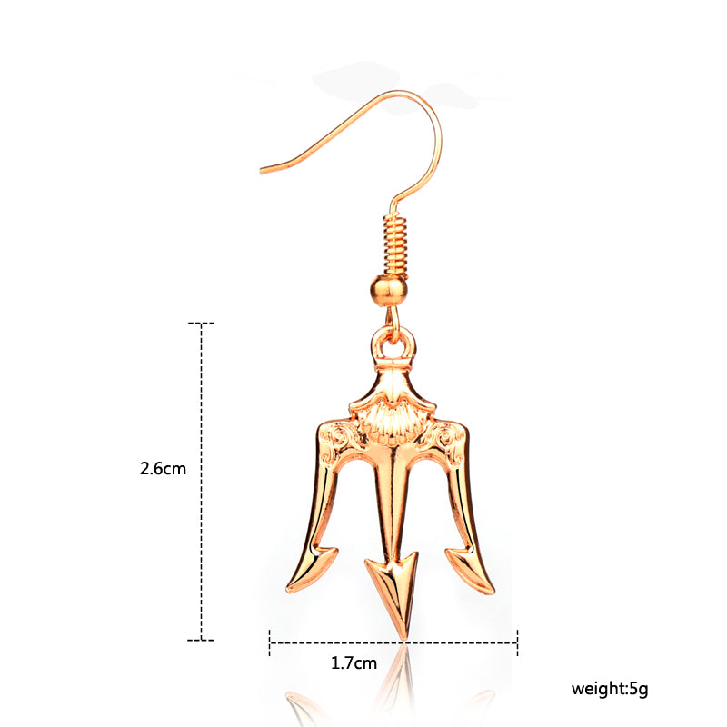 Silver/Gold Poseidon Trident Dangle Earrings
