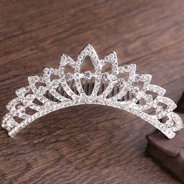 Mini Crystal & Pearl Wedding Tiara w/ Hair Combs