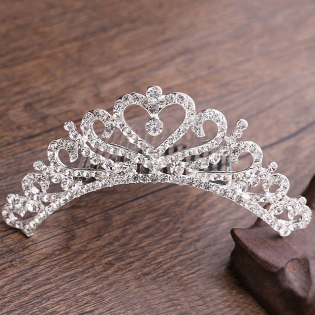 Mini Crystal & Pearl Wedding Tiara w/ Hair Combs