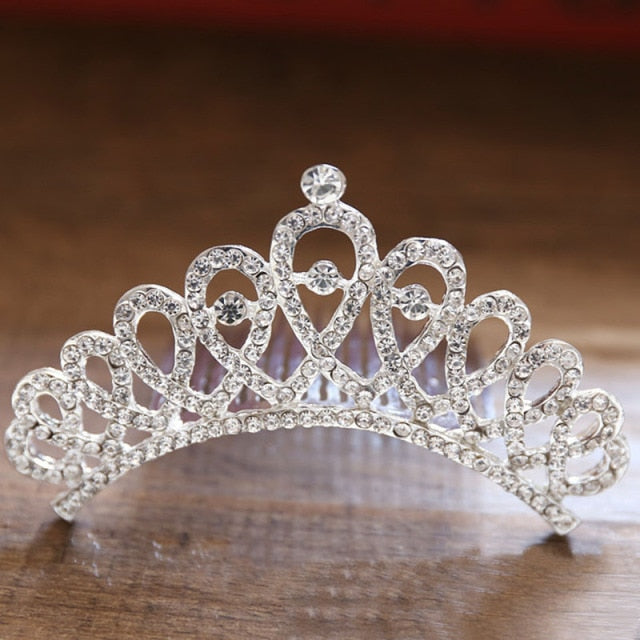 Mini Crystal & Pearl Wedding Tiara w/ Hair Combs