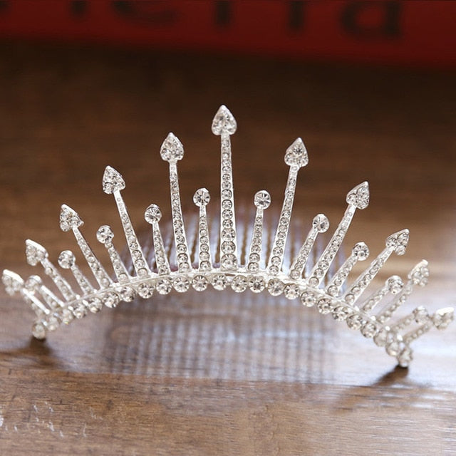 Mini Crystal & Pearl Wedding Tiara w/ Hair Combs