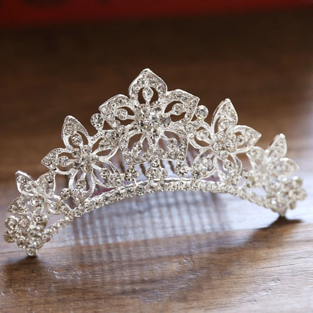 Mini Crystal & Pearl Wedding Tiara w/ Hair Combs