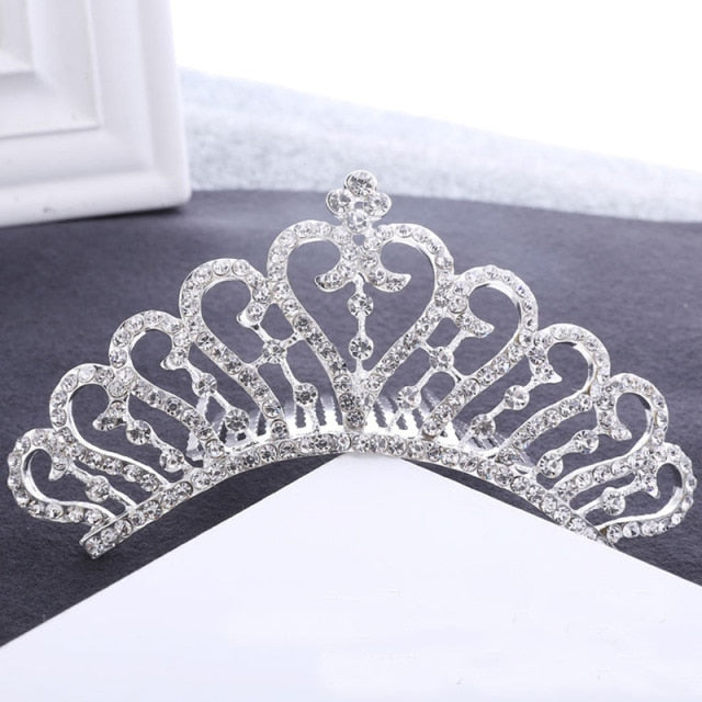 Mini Crystal & Pearl Wedding Tiara w/ Hair Combs