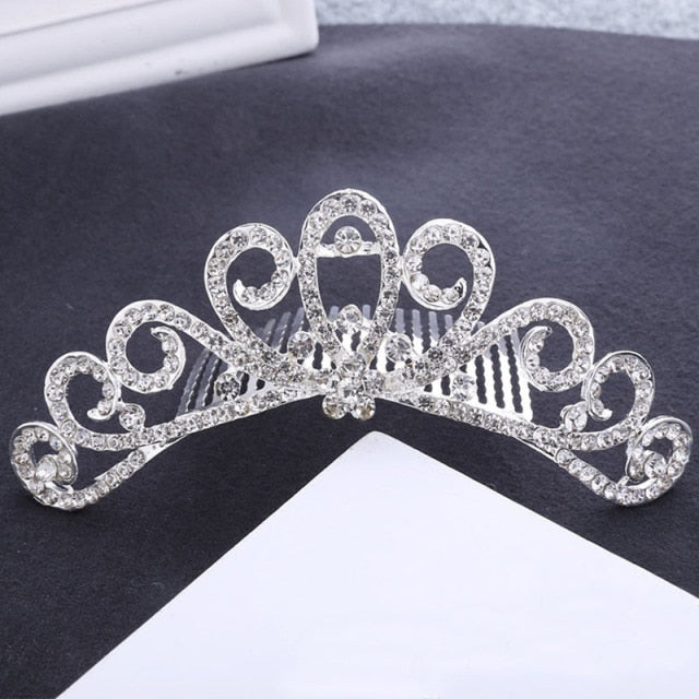 Mini Crystal & Pearl Wedding Tiara w/ Hair Combs