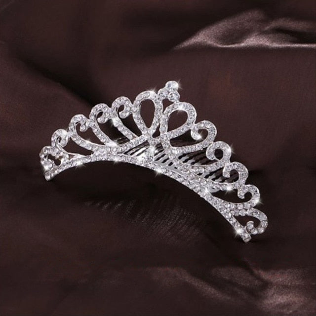 Mini Crystal & Pearl Wedding Tiara w/ Hair Combs