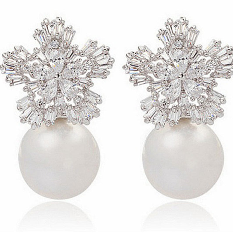 Pearl Snowflake Earrings