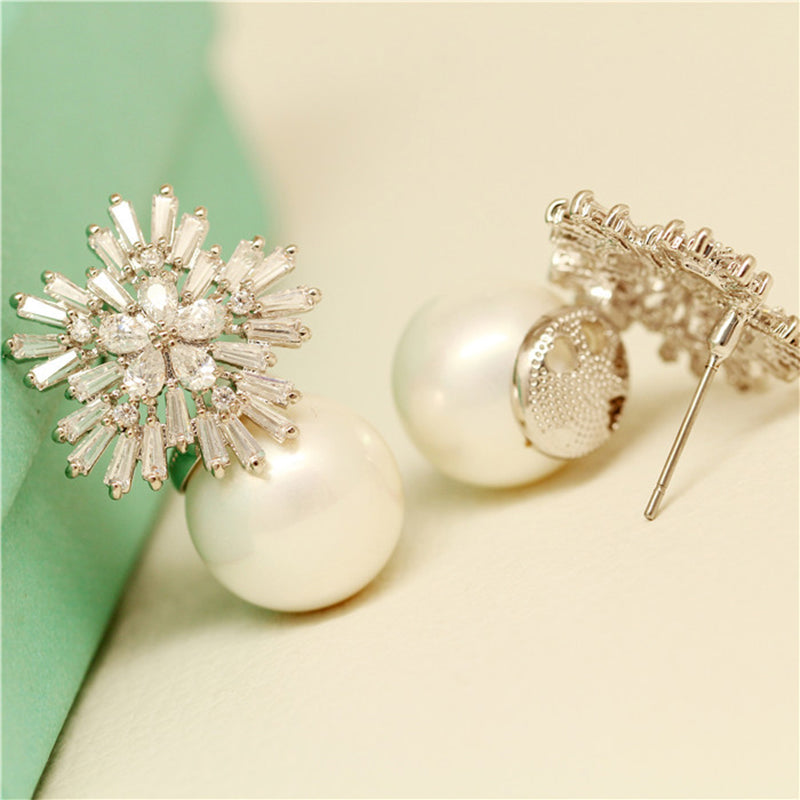 Pearl Snowflake Earrings