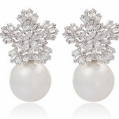 Pearl Snowflake Earrings