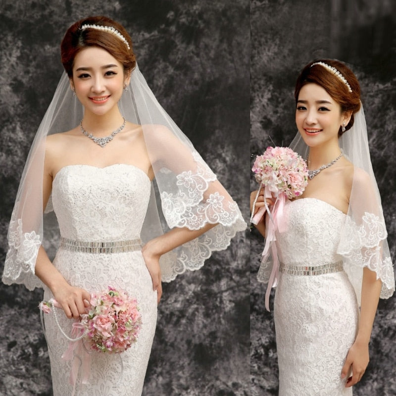 1.5M One Layer Flower Lace Edge Veil