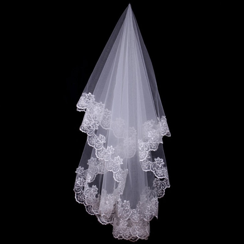 1.5M One Layer Flower Lace Edge Veil