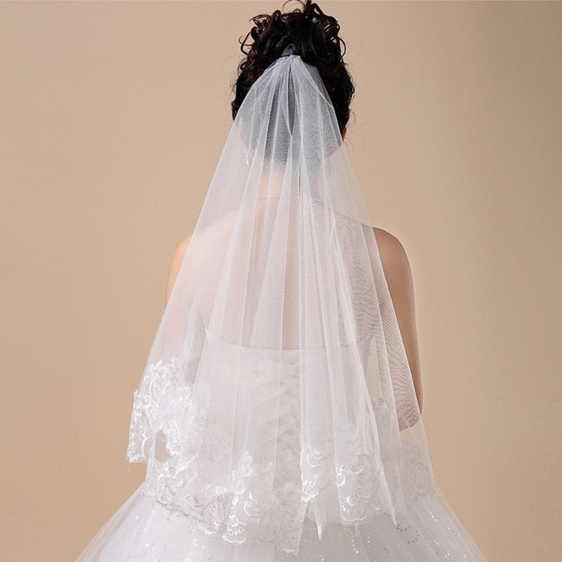 1.5M One Layer Flower Lace Edge Veil