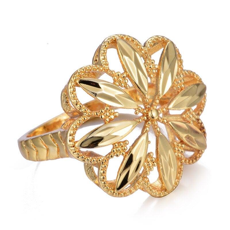 24K Dubai Gold Flower Ring - VeilsGalore