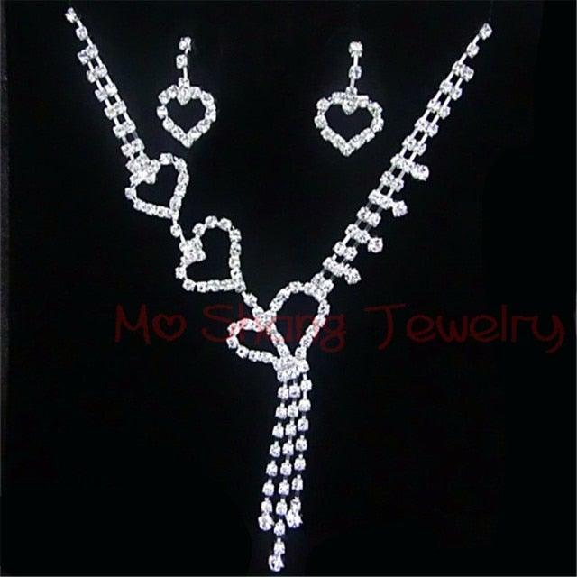 Crystal Silver Bridal Jewelry Sets - VeilsGalore 