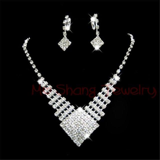 Crystal Silver Bridal Jewelry Sets - VeilsGalore 