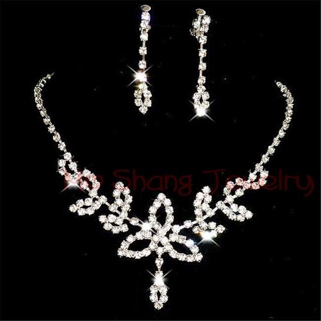 Crystal Silver Bridal Jewelry Sets - VeilsGalore 