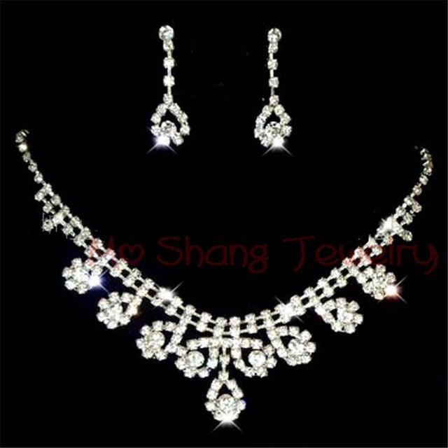 Crystal Silver Bridal Jewelry Sets - VeilsGalore 