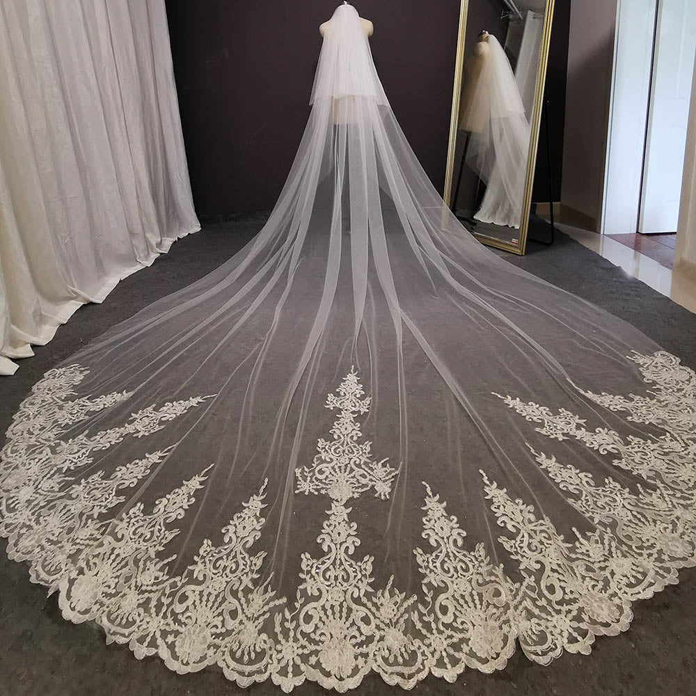 cathedral veil with blusher