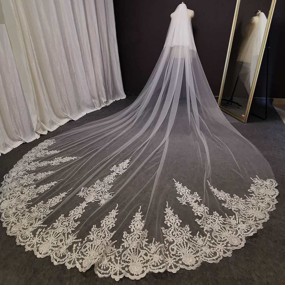 cathedral veil with blusher