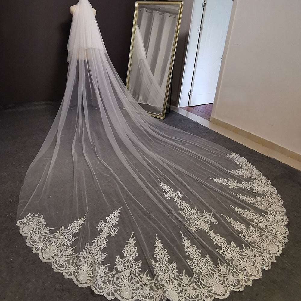 cathedral veil with blusher