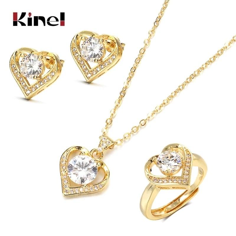 18K & Sterling Silver Gold Jewelry Set - VeilsGalore