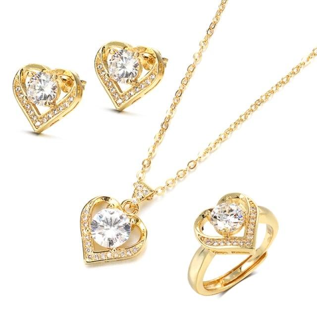 18K & Sterling Silver Gold Jewelry Set - VeilsGalore