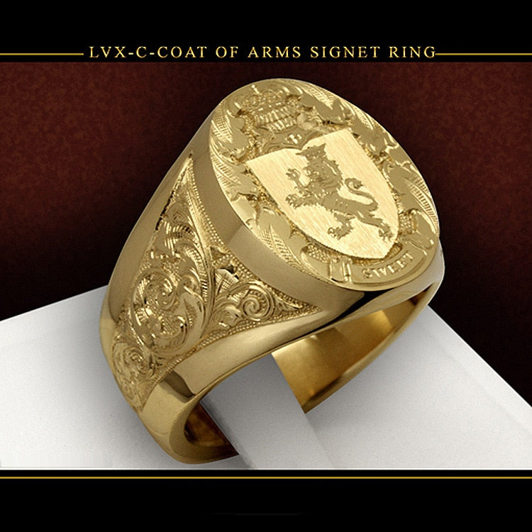 Mens Luxury 18K Yellow Gold Ring