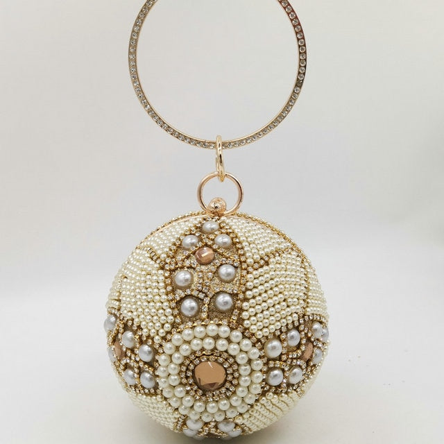 Ball Shaped Diamond/ Pearl Clutch Handbag 🚚