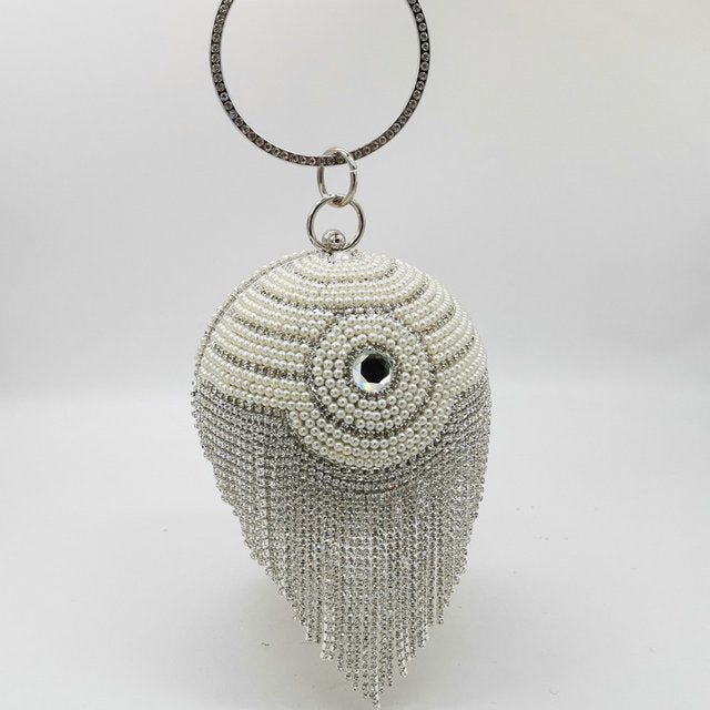 Ball Shaped Diamond/ Pearl Clutch Handbag 🚚