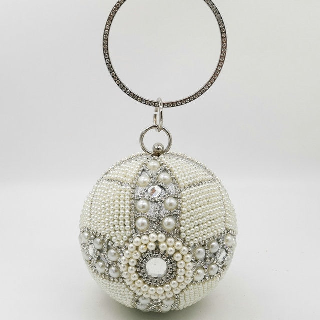 Ball Shaped Diamond/ Pearl Clutch Handbag 🚚