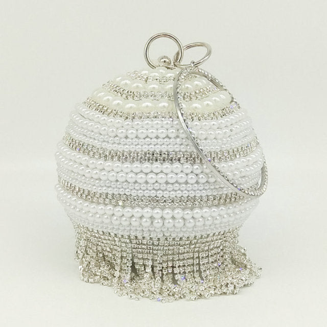 Ball Shaped Diamond/ Pearl Clutch Handbag 🚚
