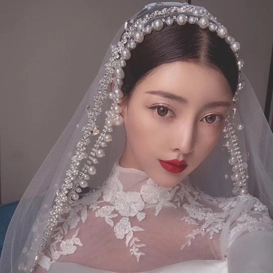Vintage Pearls and Rhinestone Veil