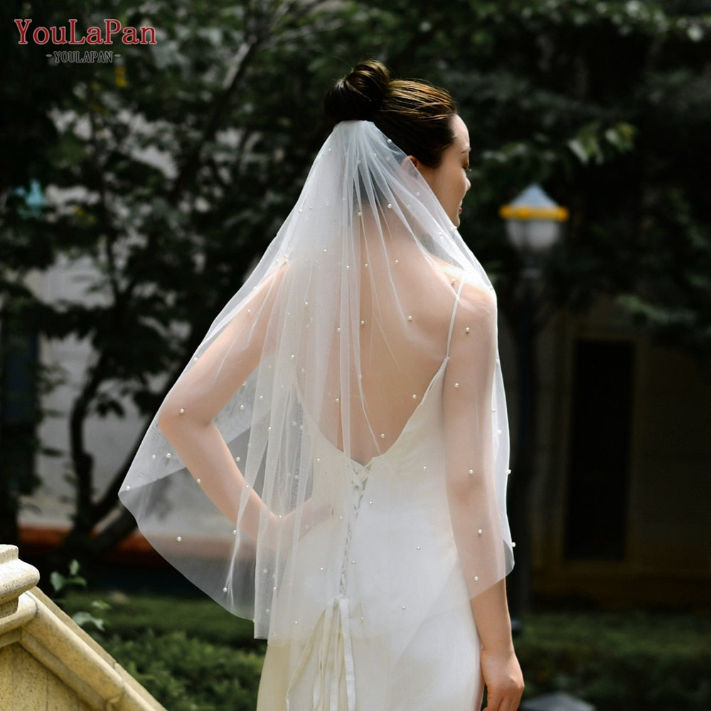 Luxury Bridal Tulle Bridal Veil Pearl