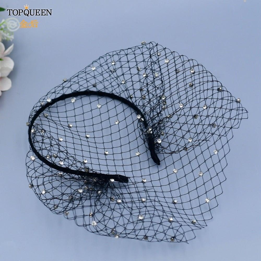 Birdcage Blusher Veil with Diamond Headband - VeilsGalore
