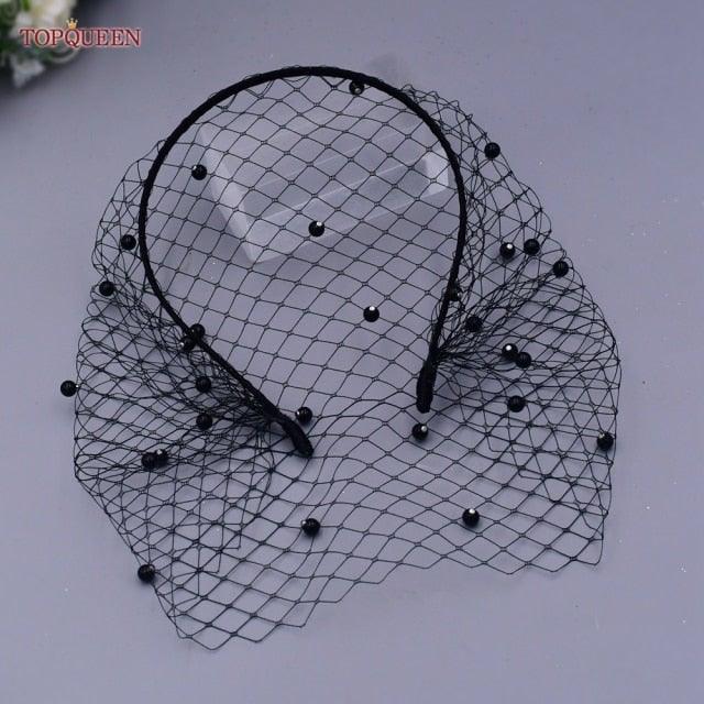 Birdcage Blusher Veil with Diamond Headband - VeilsGalore