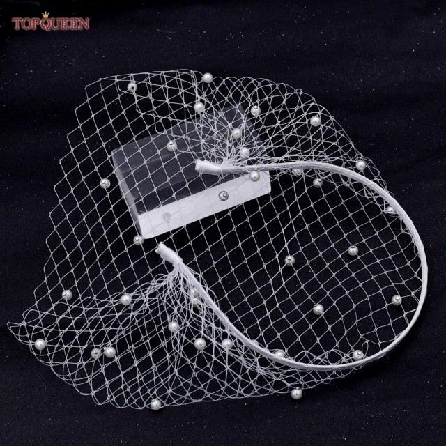 Birdcage Blusher Veil with Diamond Headband - VeilsGalore