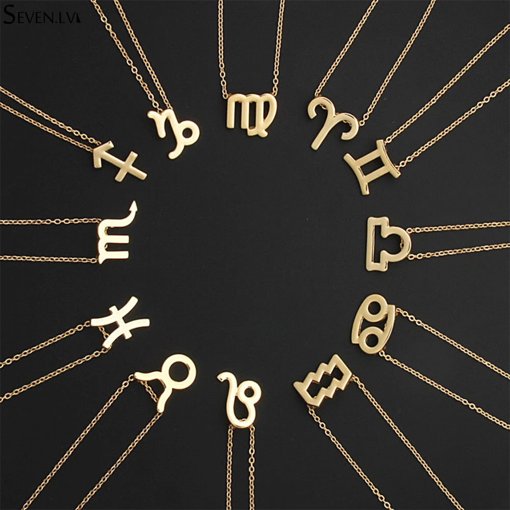 Zodiac Constellation Alloy Pendant Necklace