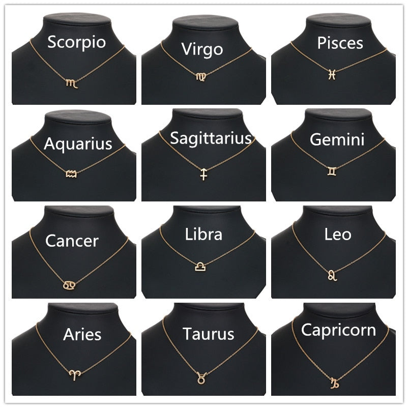 Zodiac Constellation Alloy Pendant Necklace