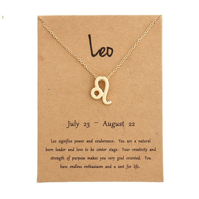 Zodiac Constellation Alloy Pendant Necklace