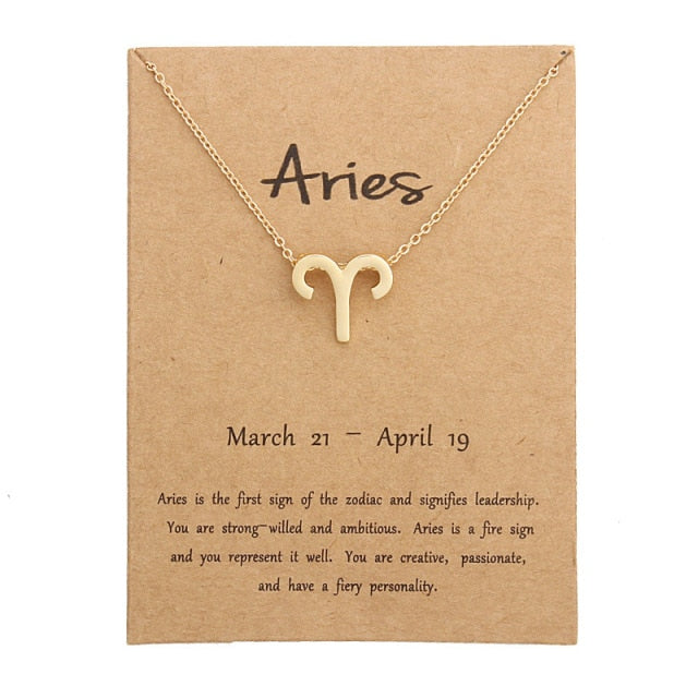 Zodiac Constellation Alloy Pendant Necklace
