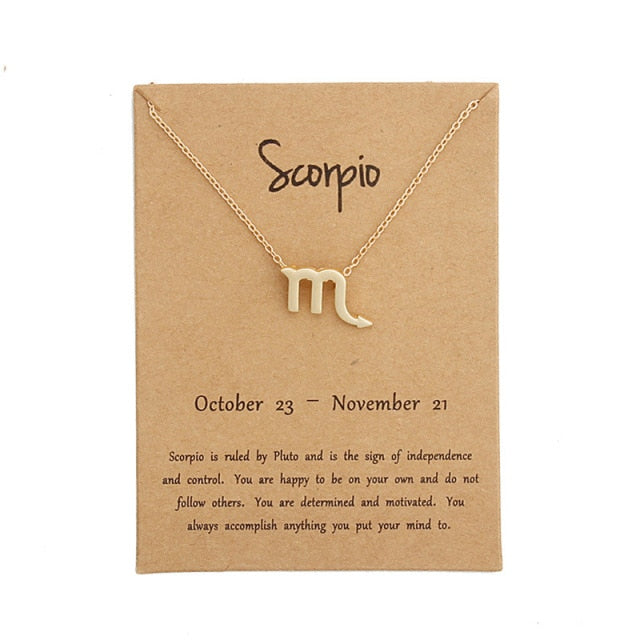 Zodiac Constellation Alloy Pendant Necklace