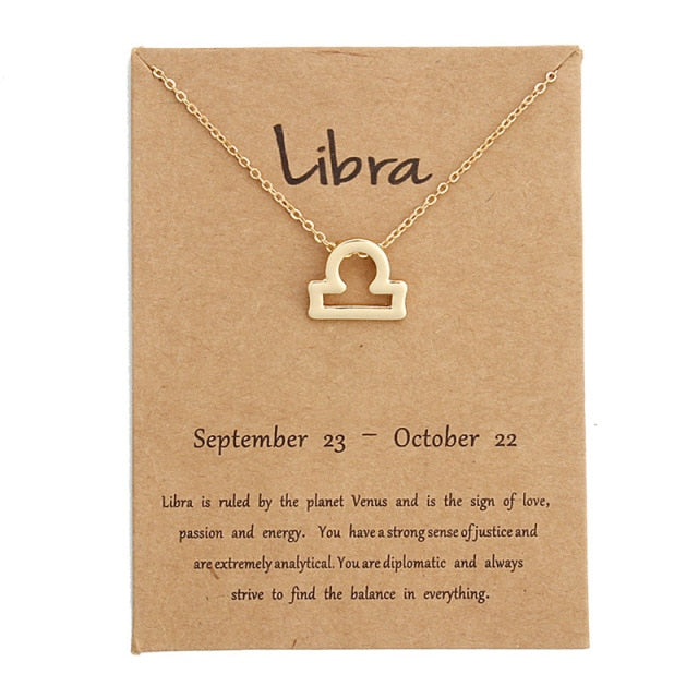 Zodiac Constellation Alloy Pendant Necklace