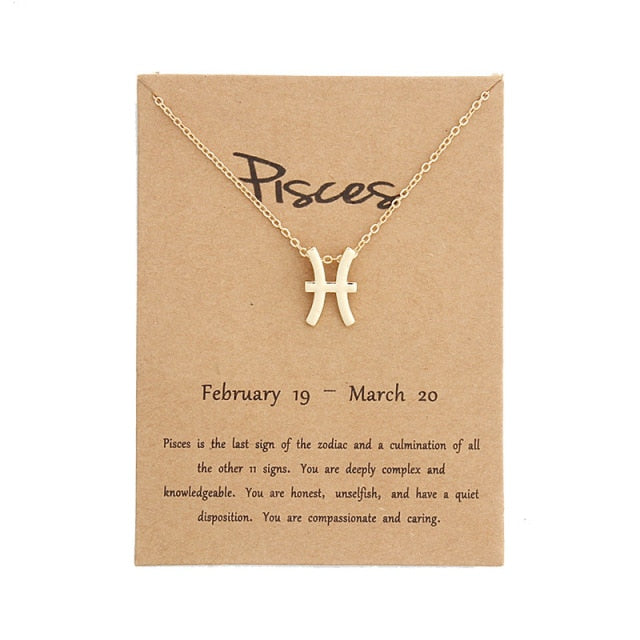 Zodiac Constellation Alloy Pendant Necklace