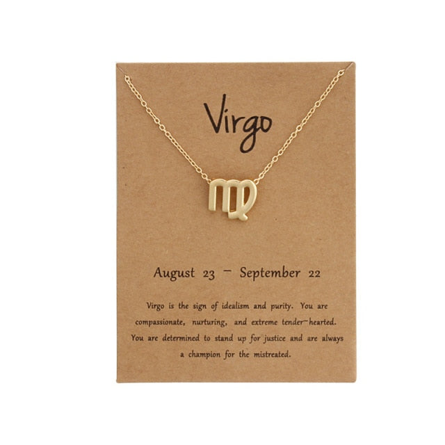 Zodiac Constellation Alloy Pendant Necklace