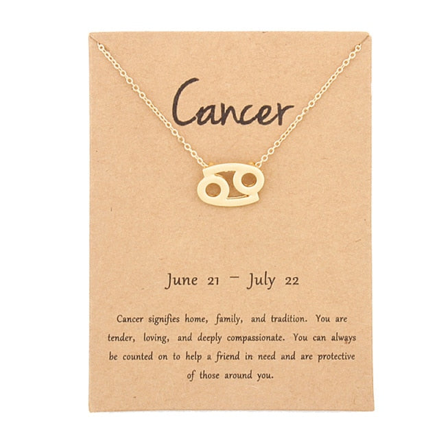 Zodiac Constellation Alloy Pendant Necklace