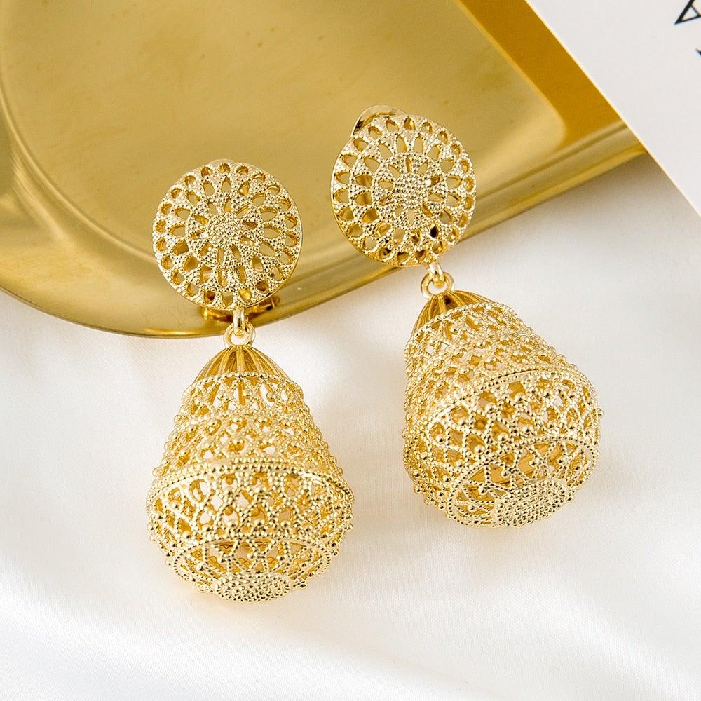 Gold Plated Water Drop Earrings - VeilsGalore